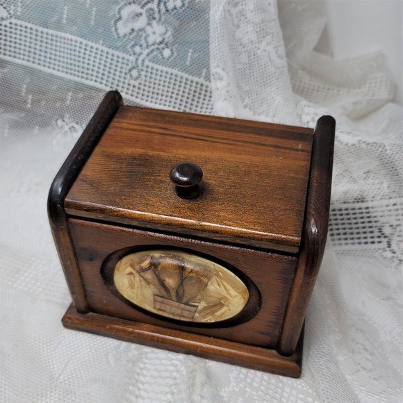 Vintage Wood Trinket Box Recipe Holder - Picture 4 of 11